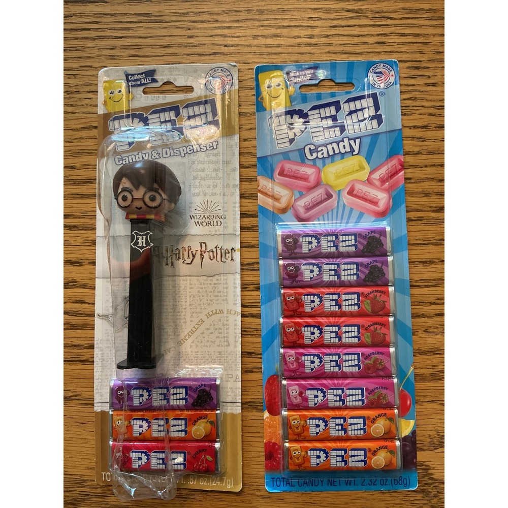 Pez Harry Potter Candy Dispenser and 8 Pack Fruit Candy Refills New Sealed Set